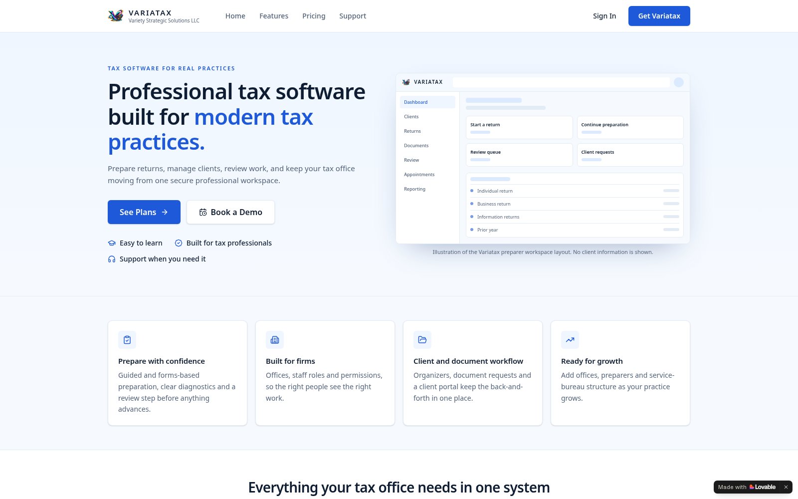 VariaTax — website screenshot