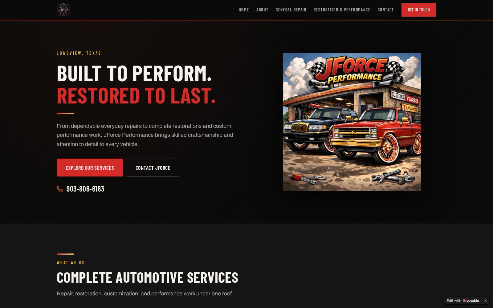 J Force Performance — website screenshot