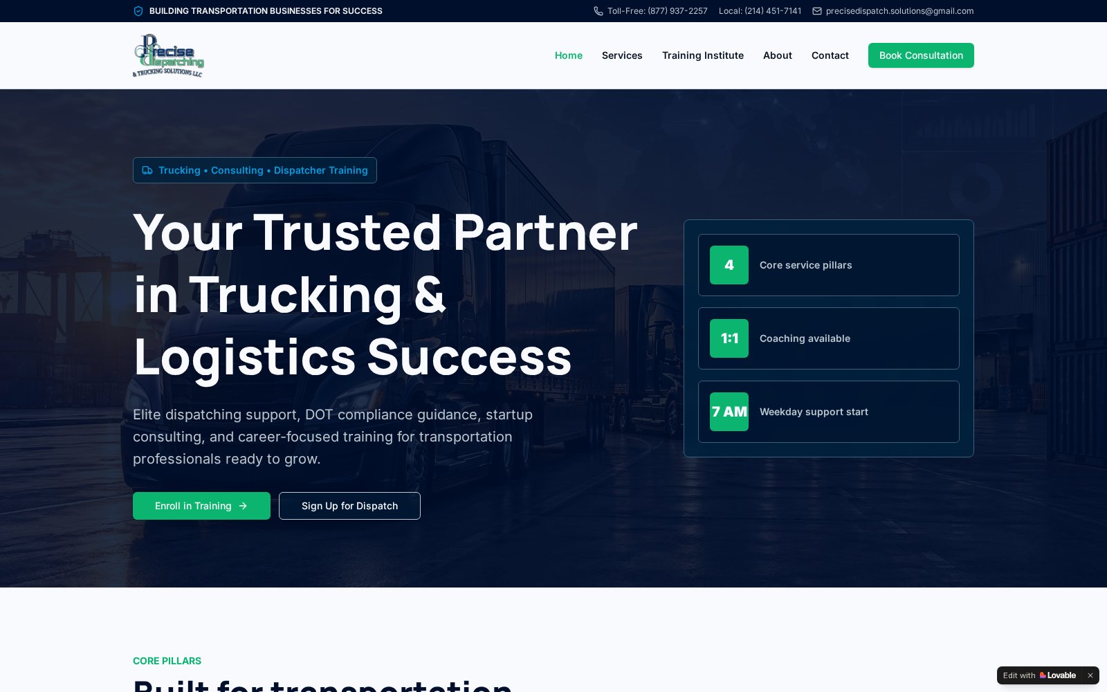 CLPrecise Logistics — website screenshot